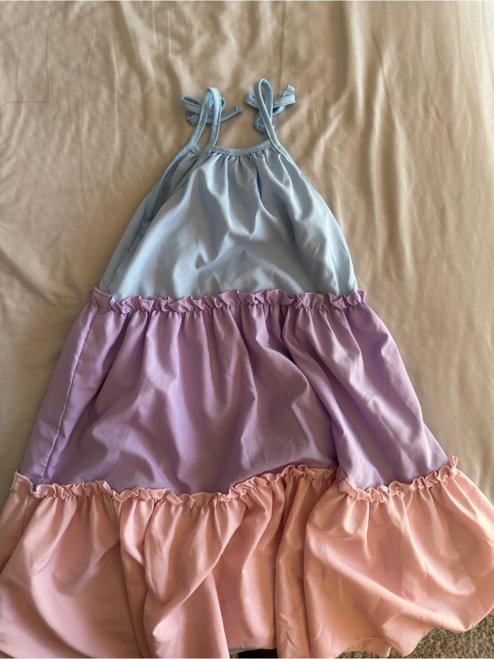 SHEIN Pastel Tiered Maxi Dress in Light Blue, Lilac & Blush
